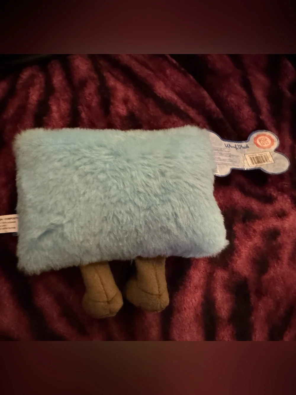 Woof Pack L Dog Toy Pillow Pup NEW blue pillow person super soft & squeaky BARK